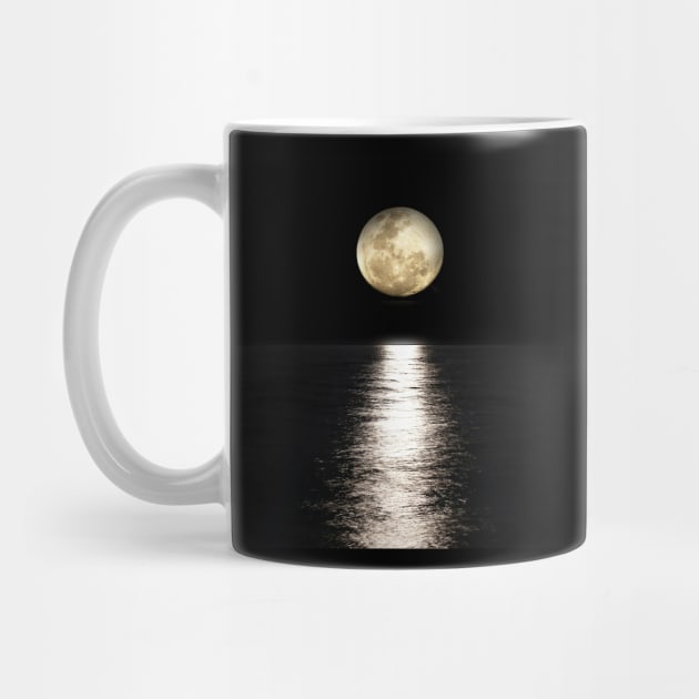 moon ocean calm view by tedd